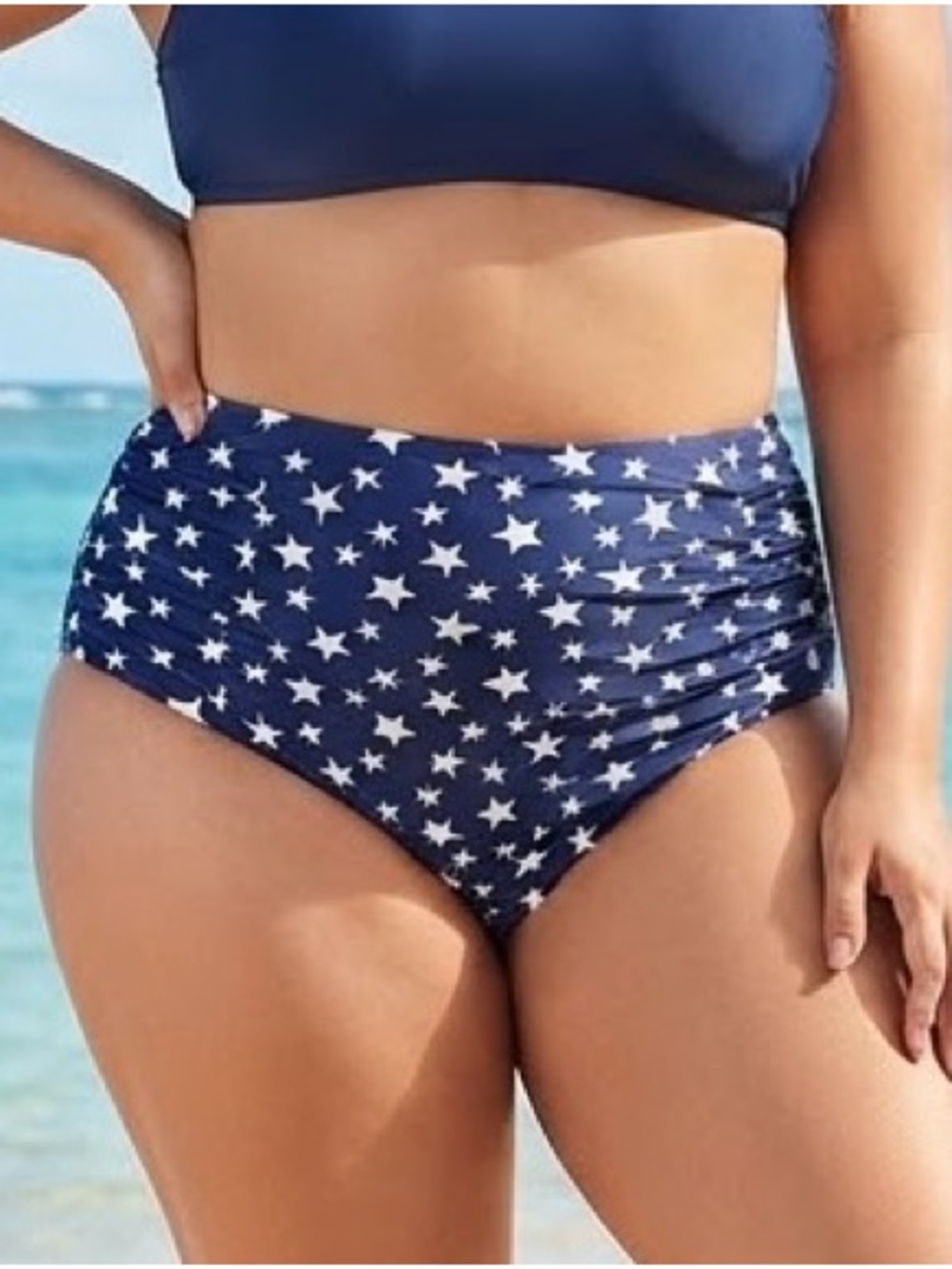 California Waves Plus Star Print High Waisted Swim Bottom Size 2 (20/22) NWT